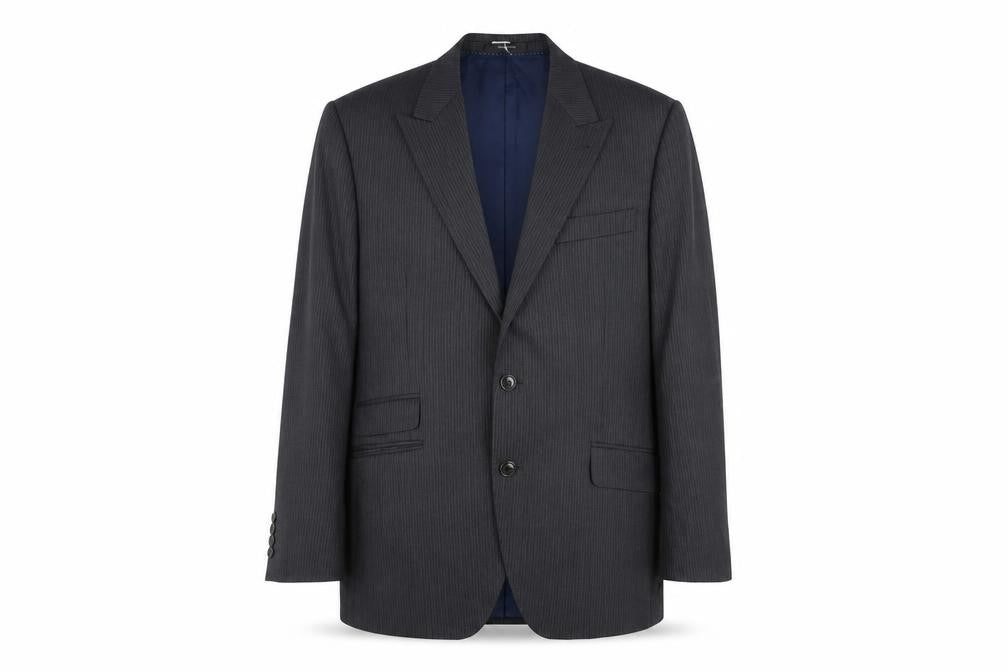 New & Lingwood Men's Grey Striped Wool Blazer 42 Regular