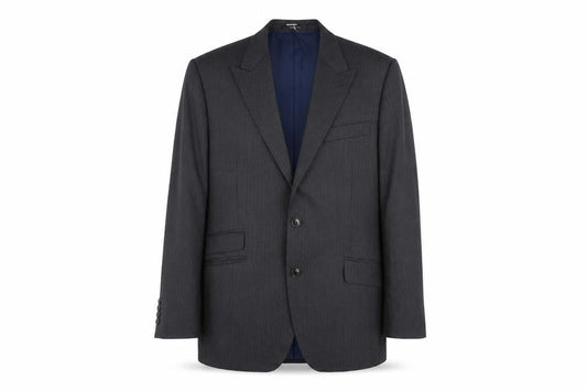 New & Lingwood Men's Grey Striped Wool Blazer 42 Regular