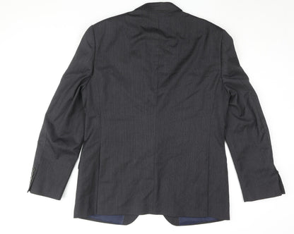 New & Lingwood Men's Grey Striped Wool Blazer 42 Regular