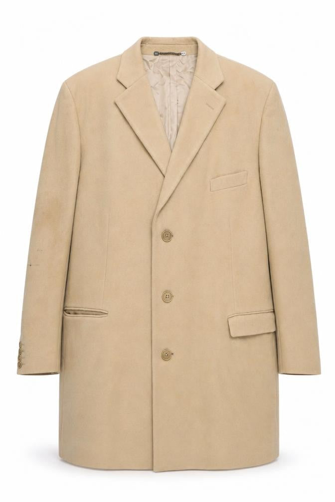 Charles Tyrwhitt Men's Beige Wool Overcoat UK 20