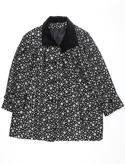Additional front view of Roman Women's Black Polka Dot Mid-Length Coat