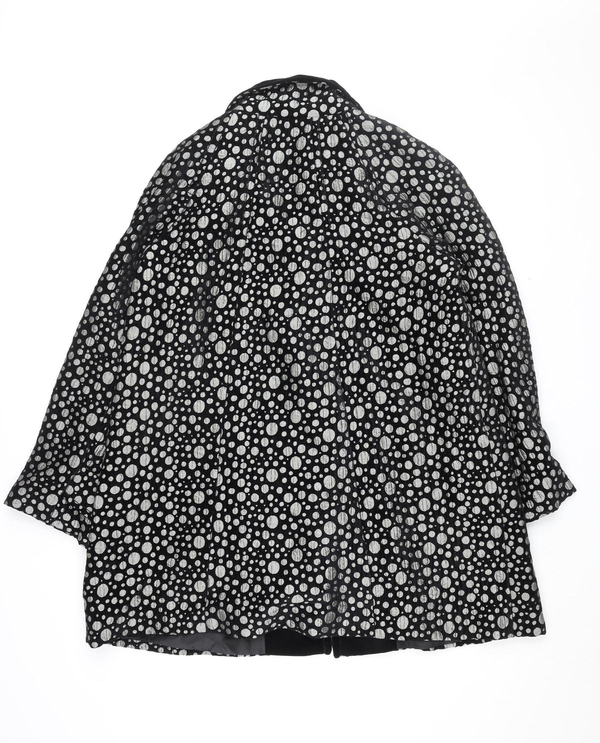 Back view of Roman Women's Black Polka Dot Mid-Length Coat