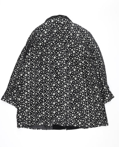 Back view of Roman Women's Black Polka Dot Mid-Length Coat