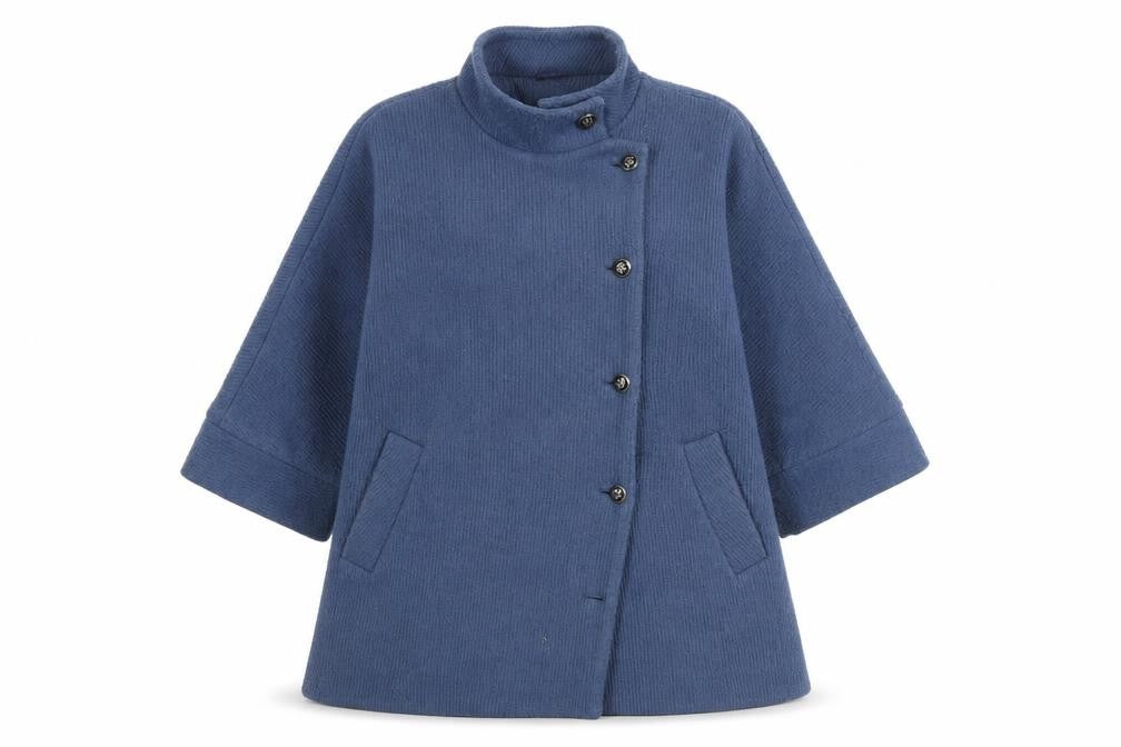 Monsoon Women's Blue Cotton Blend Mid-Length Coat