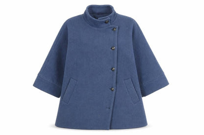 Monsoon Women's Blue Cotton Blend Mid-Length Coat