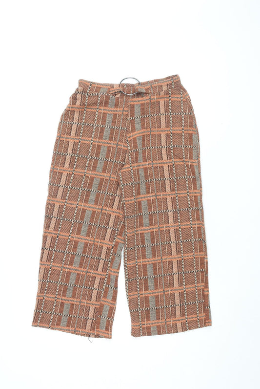 Zara Women's Multicoloured Plaid Wide-Leg Trousers, Size S