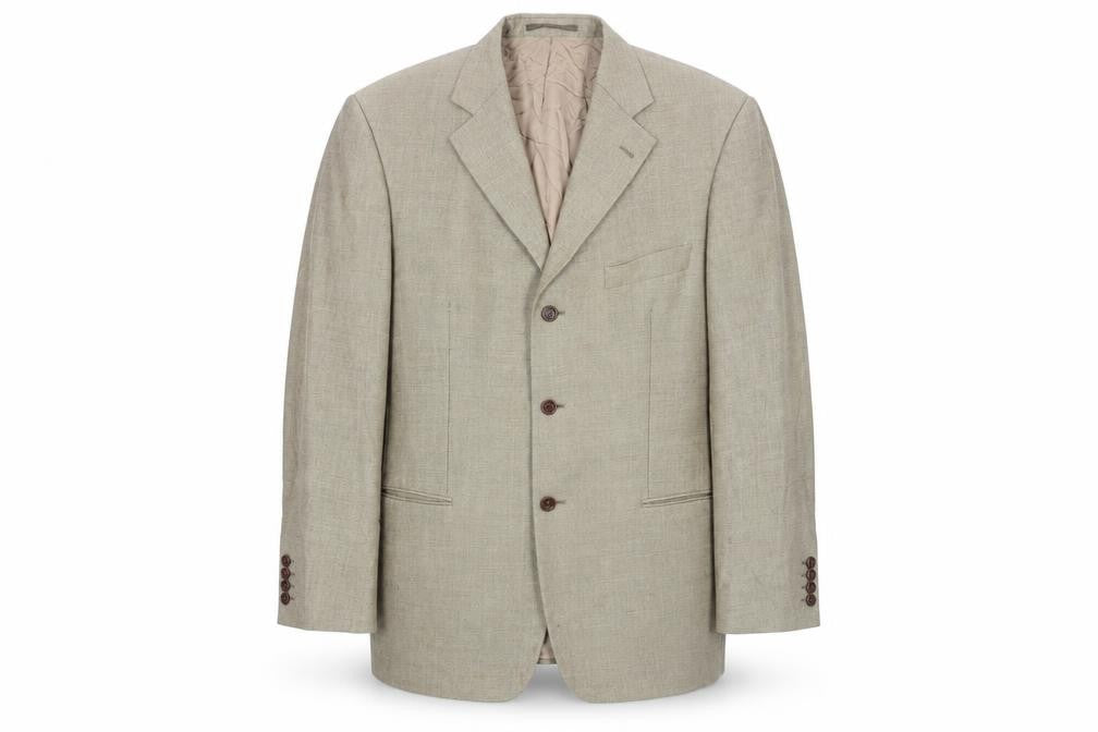 Cezan Beige Wool Men's Blazer Size 46 Formal Wear