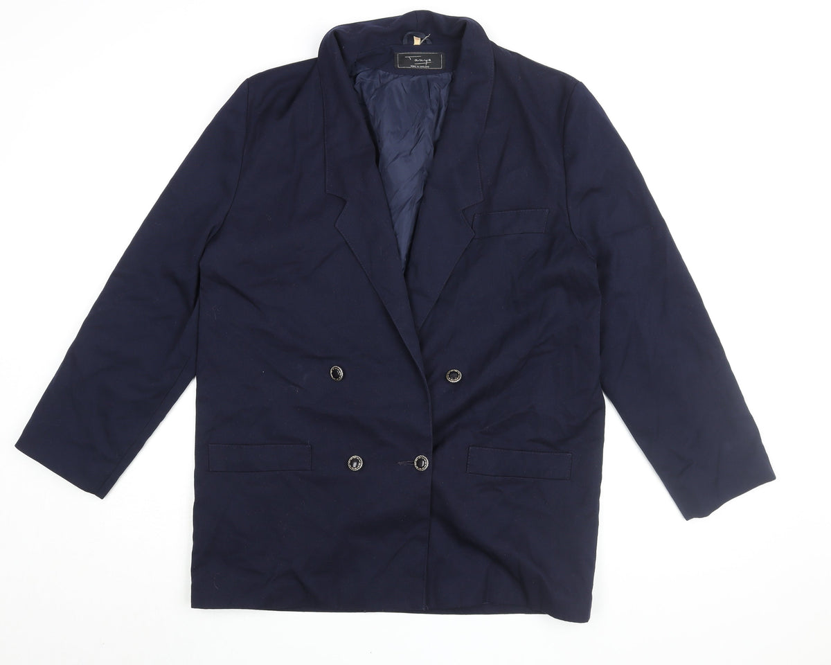 Tanya Women's Blue Notch Lapel Double-Breasted Blazer Size 14