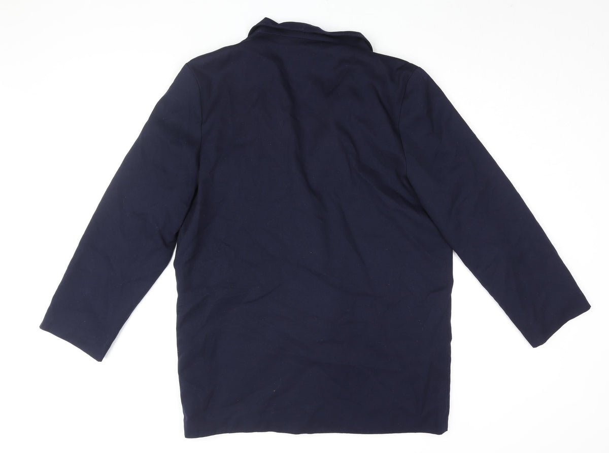 Tanya Women's Blue Notch Lapel Double-Breasted Blazer Size 14