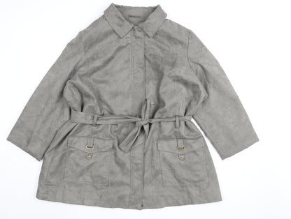 Bonmarché Women's Grey Belted Coat XL