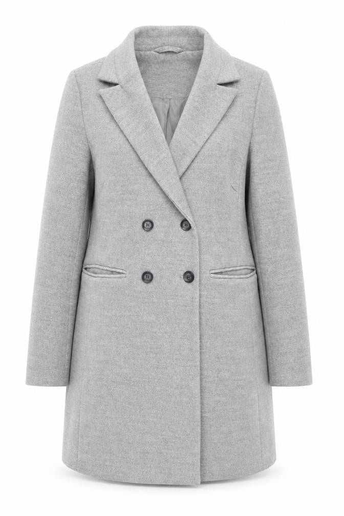 New Look Women's Grey Pea Coat, Size 12, Classic Style