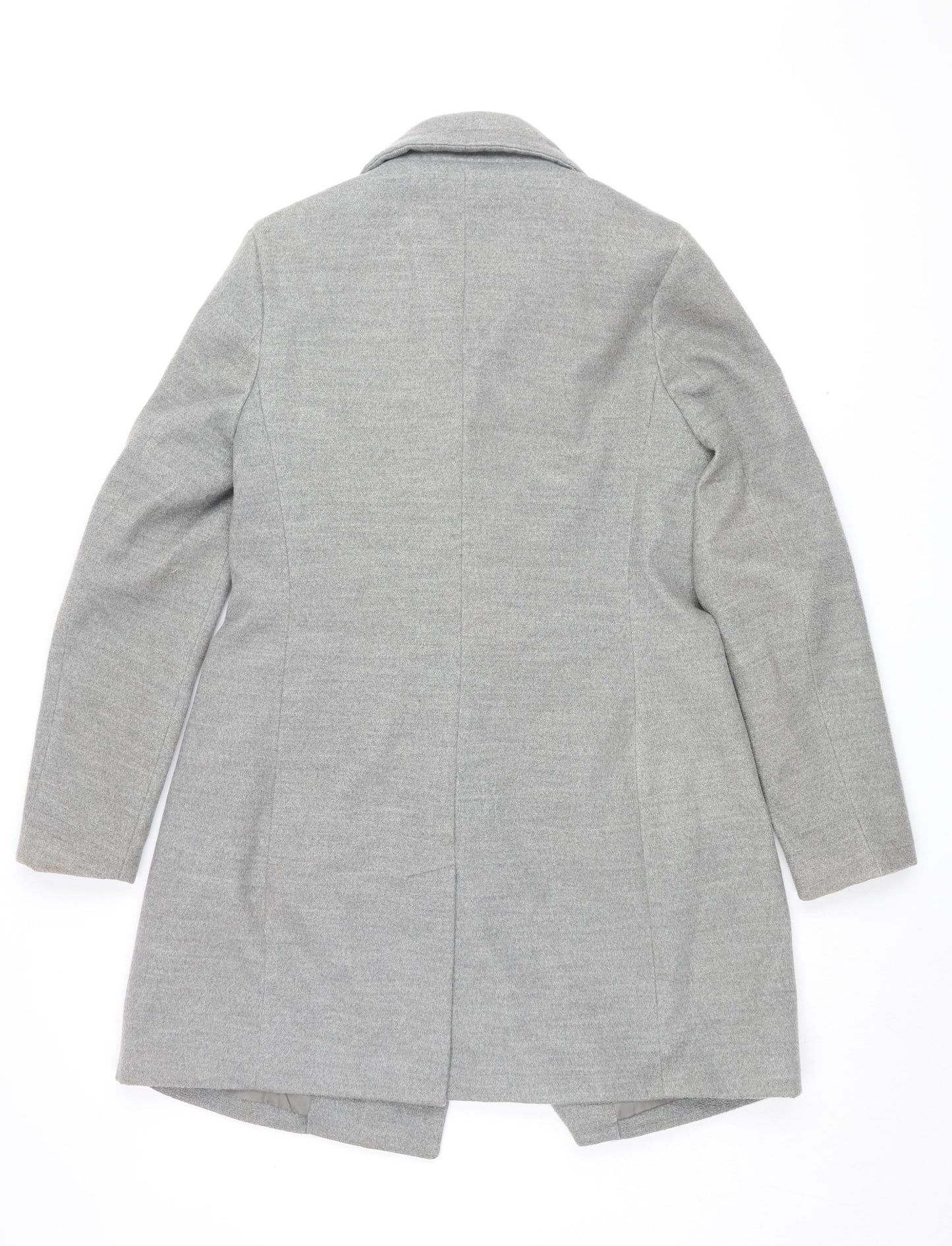 New Look Women's Grey Pea Coat, Size 12, Classic Style