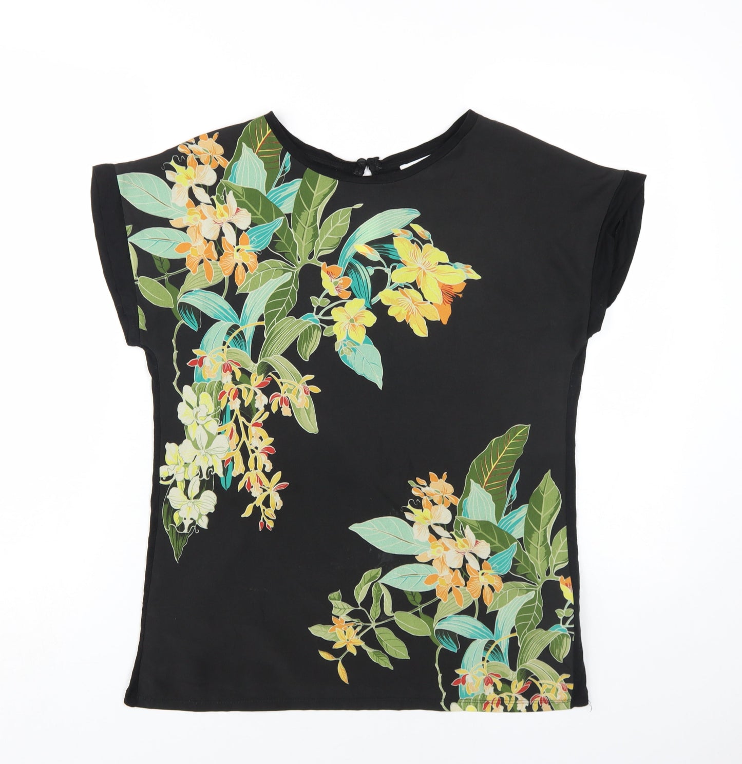 Warehouse Women's Black Floral Top, Size 8