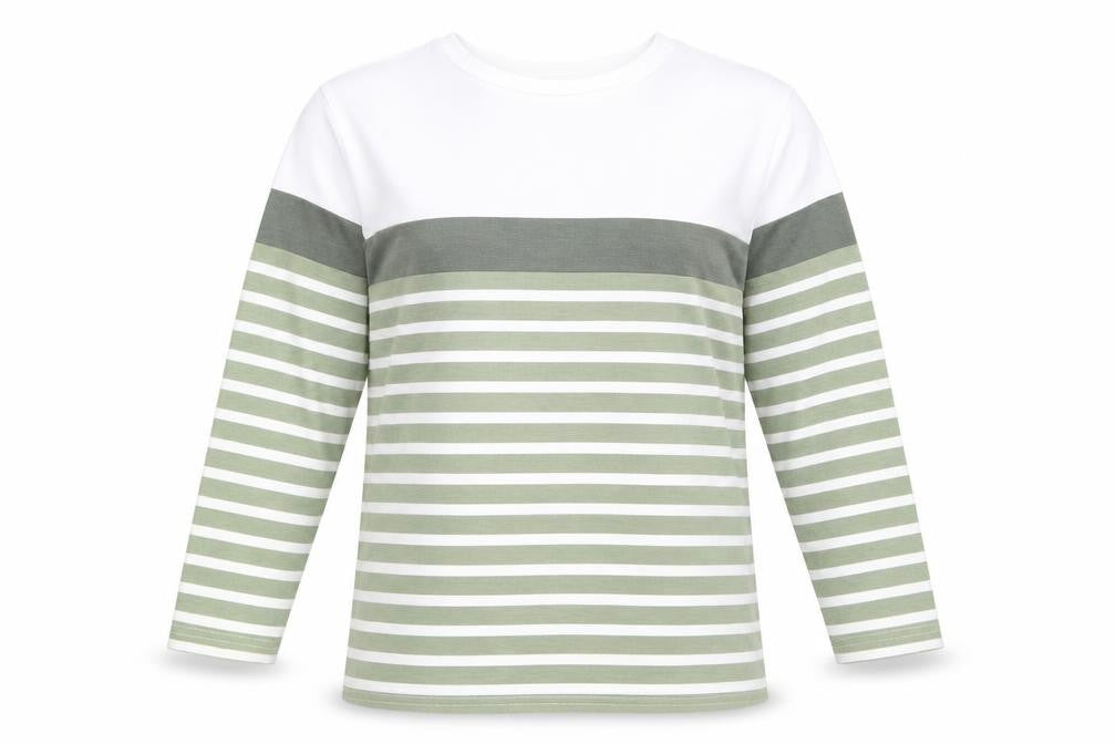 Damart Women's Green Striped T-Shirt L