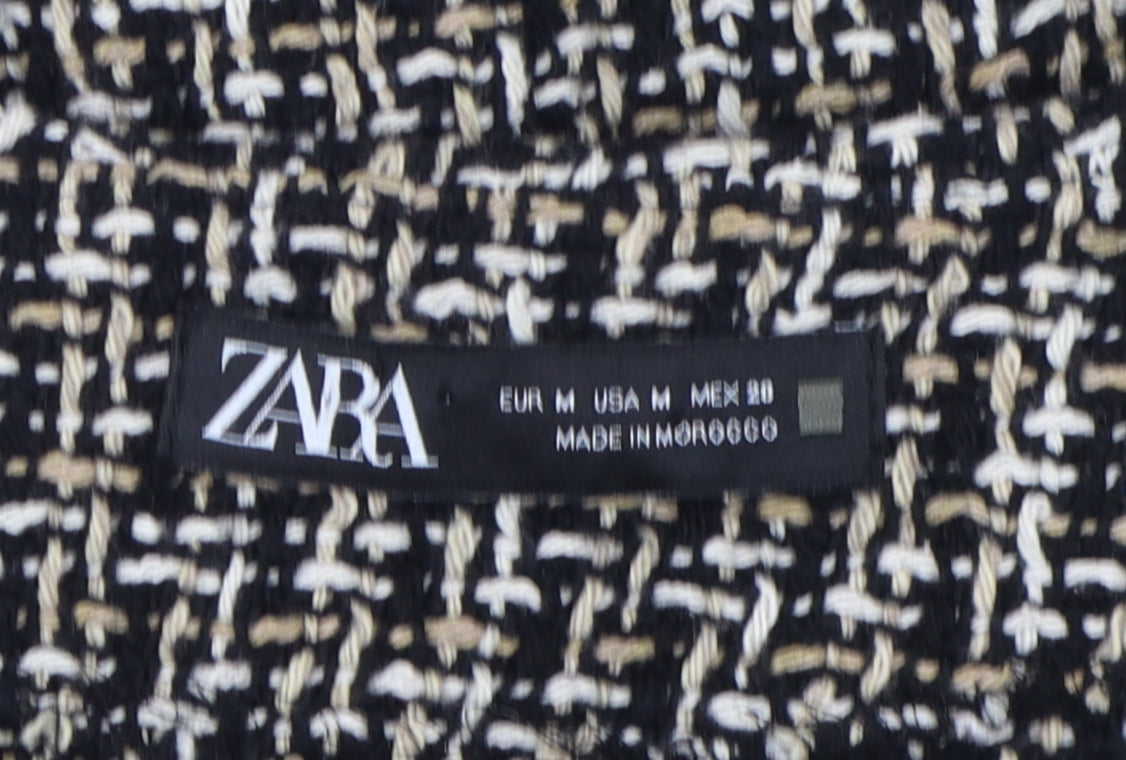 Zara Women's Black Beige Cardigan M V-Neck