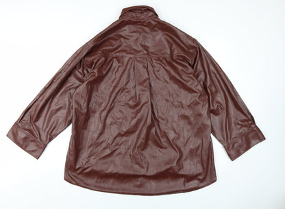 Back view of ASOS Women's Brown Collared Button-Up Shirt UK 8