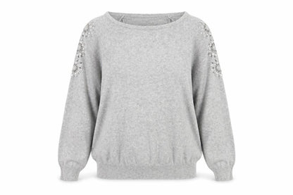 Wallis Grey Beaded Women's Pullover Jumper Size 12