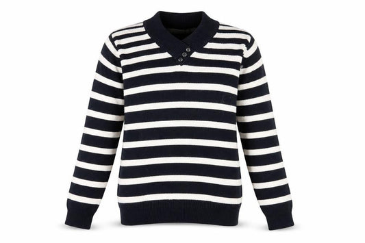 EWM Women's Black Striped Pullover Jumper Size 10