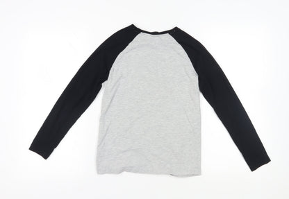 Back view of Xbox boys’ grey & black gaming long sleeve t-shirt 12-13 years