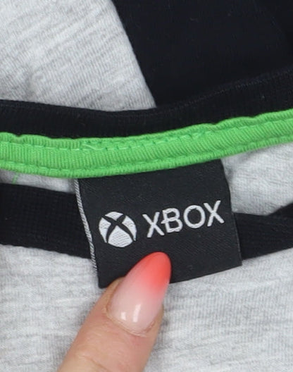 Close-up detail of Xbox boys’ grey & black gaming long sleeve t-shirt 12-13 years