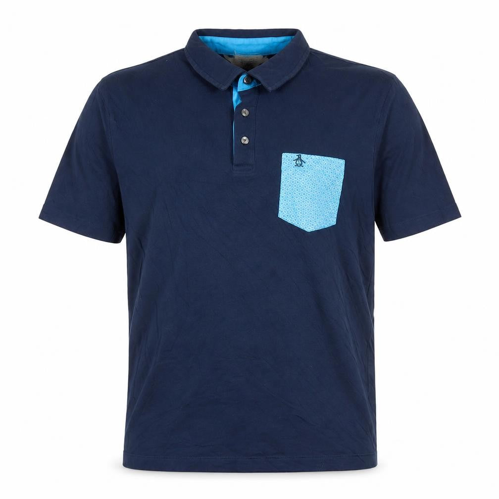 Original Penguin Men's Blue Slim Fit Polo, XL, Casual Tee