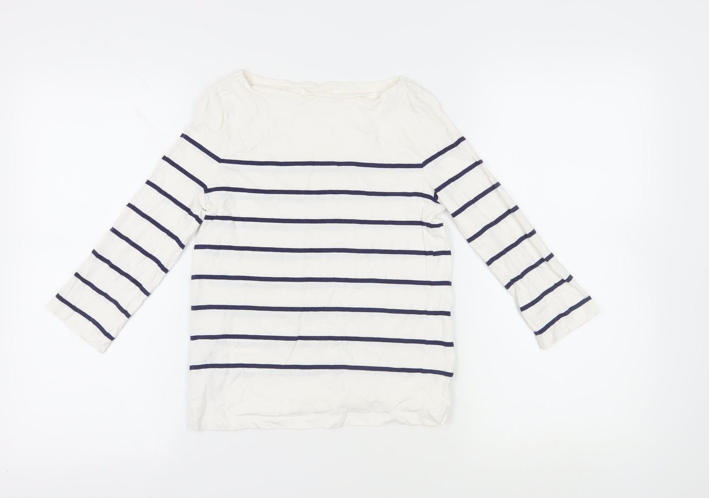 MNG Women's White Striped T-Shirt, Size S