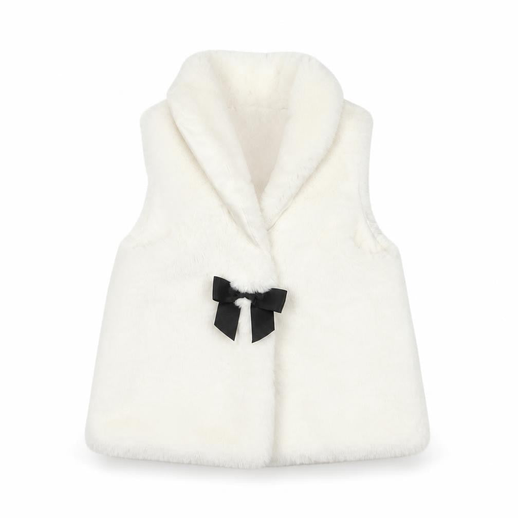 Isaac Mizrahi Girls Ivory Faux Fur Waistcoat, 4-5 Years