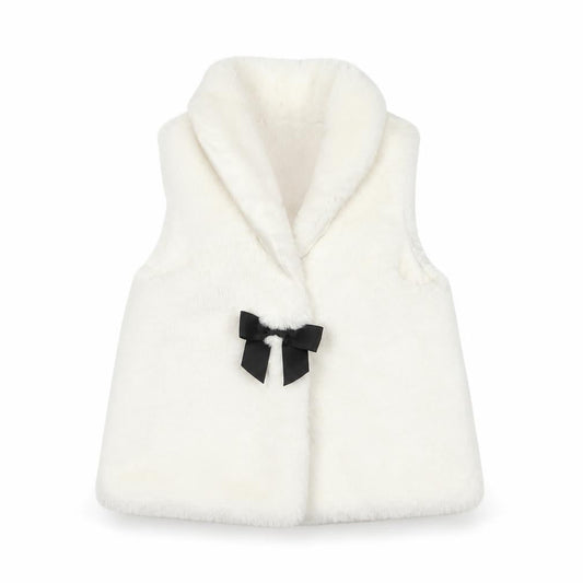 Isaac Mizrahi Girls Ivory Faux Fur Waistcoat, 4-5 Years