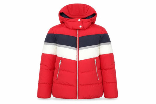 New Look Women's Red Puffer Jacket - Size 8, Hooded