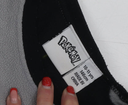 Close-up detail of boys’ pokémon grey sweatshirt pullover 10-11 years fleece