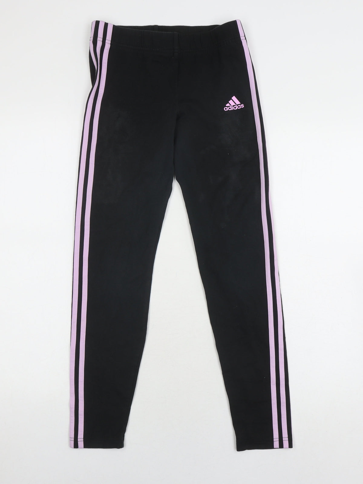Additional front view of Adidas girls’ black track pants l regular fit activewear