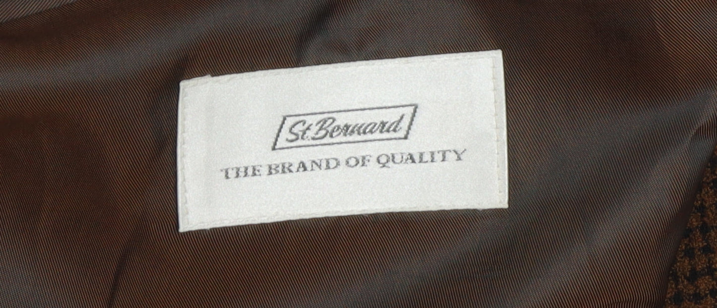St. Bernard Men's Brown Check Blazer, Size 44 Regular