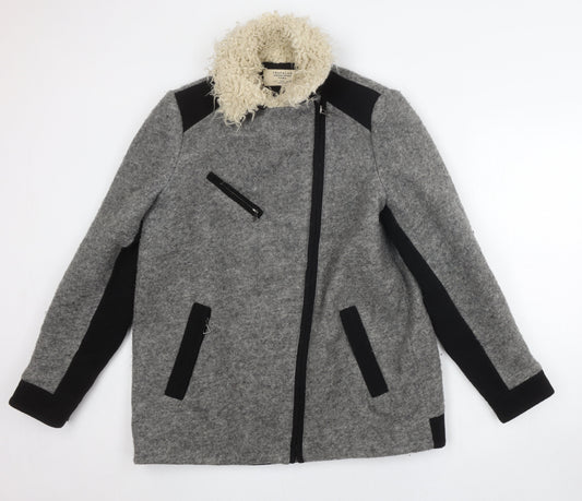 Zara Women's Grey Motorcycle Jacket, Size 14, Autumn/Winter
