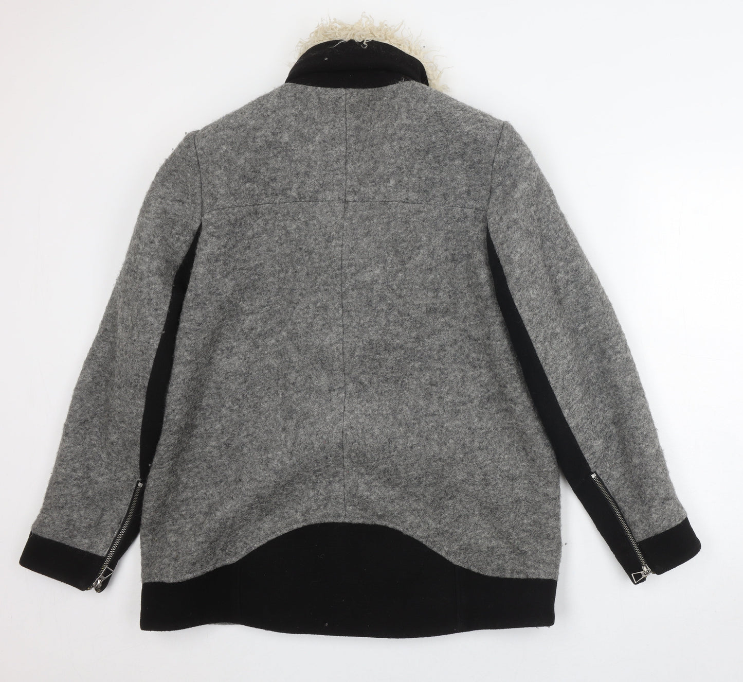 Zara Women's Grey Motorcycle Jacket, Size 14, Autumn/Winter