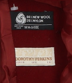 Dorothy Perkins Women's Red Wool Coat Size 12