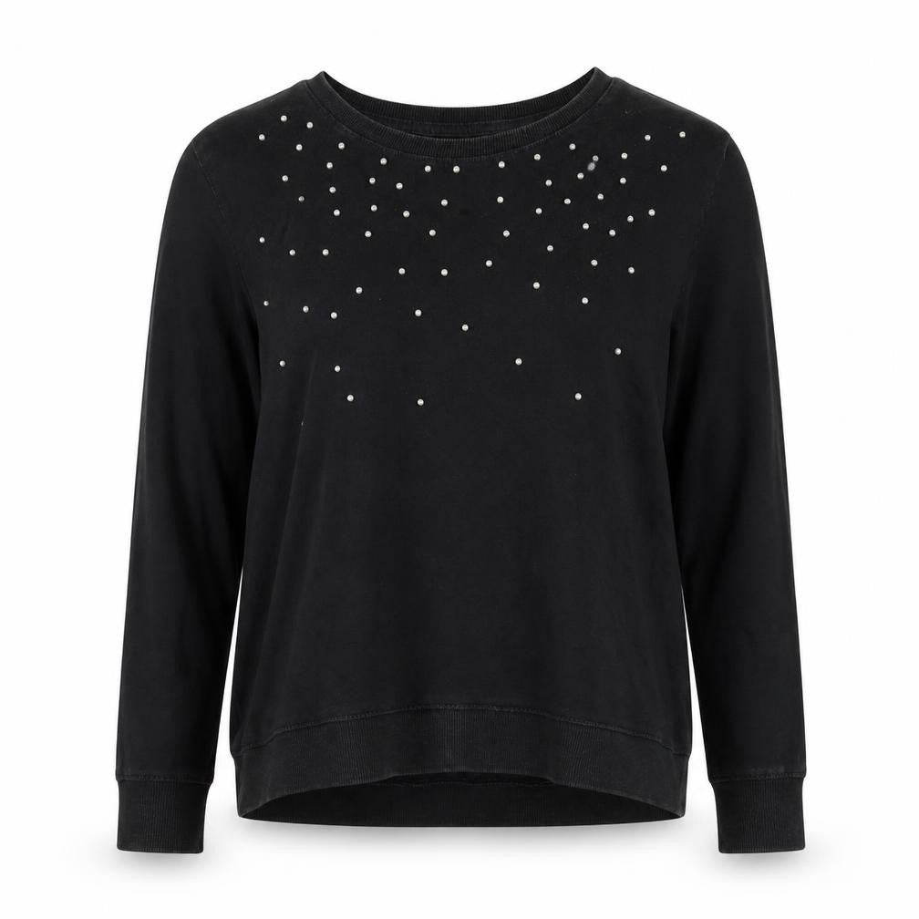 Reserved Women's Black Studded Long Sleeve T-Shirt M
