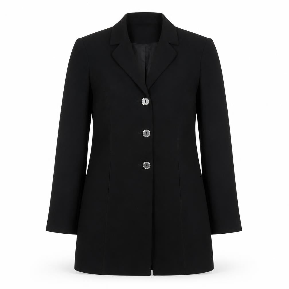 Linea Women's Black Mid-Length Coat, Size 10, Button Accent