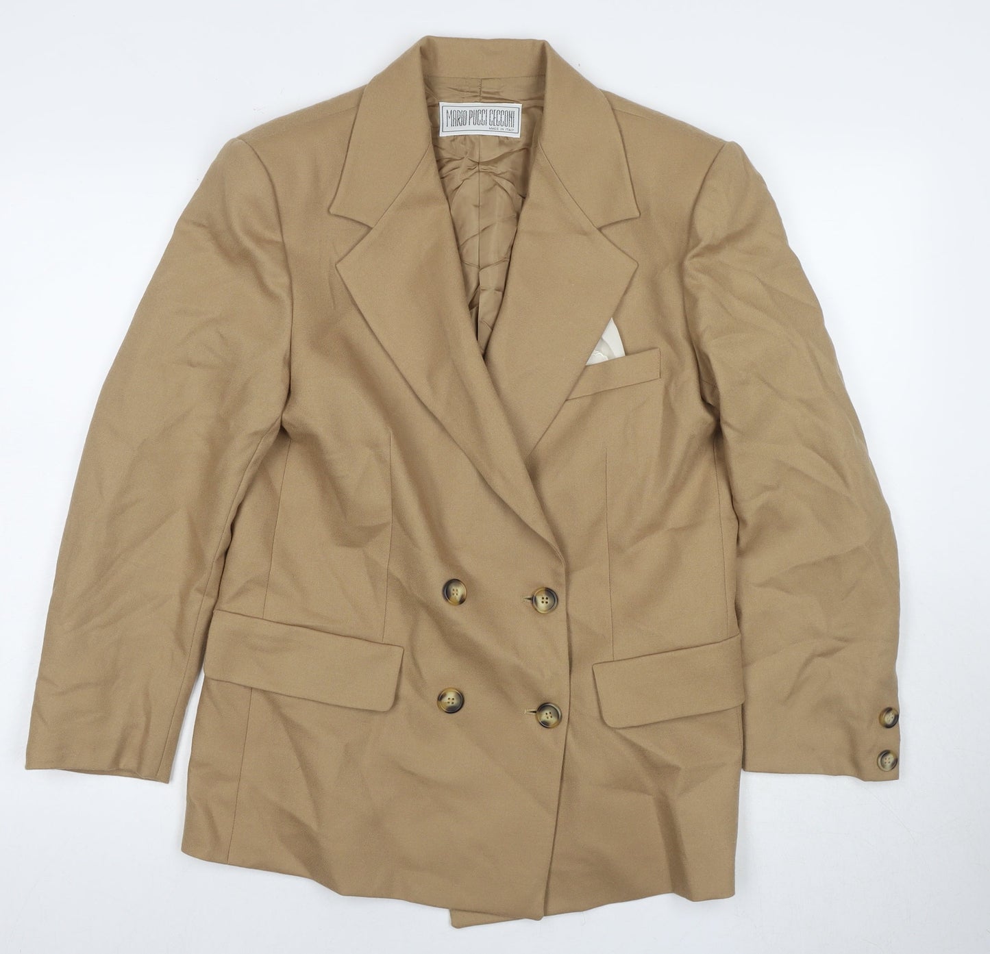 Mario Pucci Beige Wool Women's Blazer Size 16