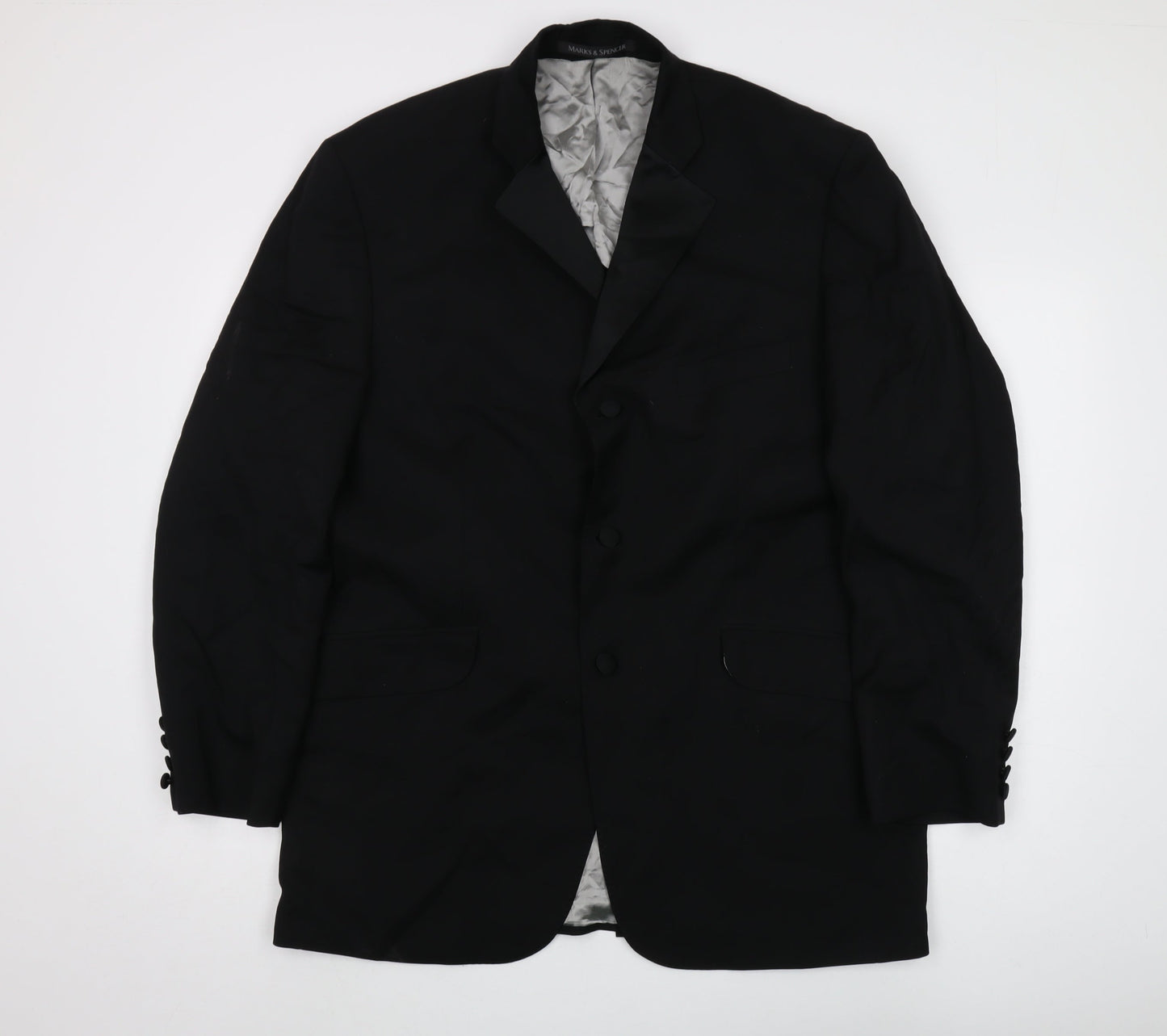Marks & Spencer Men's Black Wool Blazer, Size M, Formal