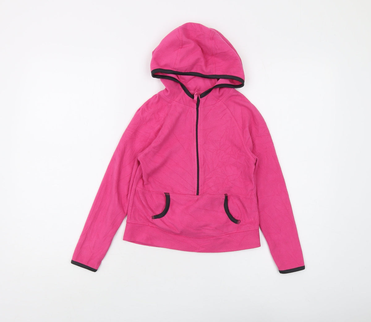Additional front view of Crane girls’ pink full zip hoodie 7-8 years - cosy fleece