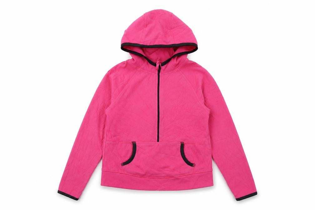 Front view of Crane girls’ pink full zip hoodie 7-8 years - cosy fleece