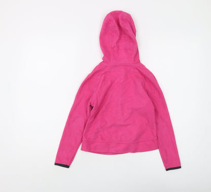 Back view of Crane girls’ pink full zip hoodie 7-8 years - cosy fleece