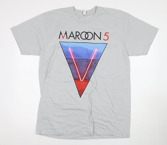 American Apparel Men's Grey Maroon 5 Music T-Shirt XL