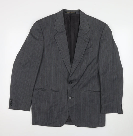 Marks and Spencer Men's Grey Striped Blazer 36R