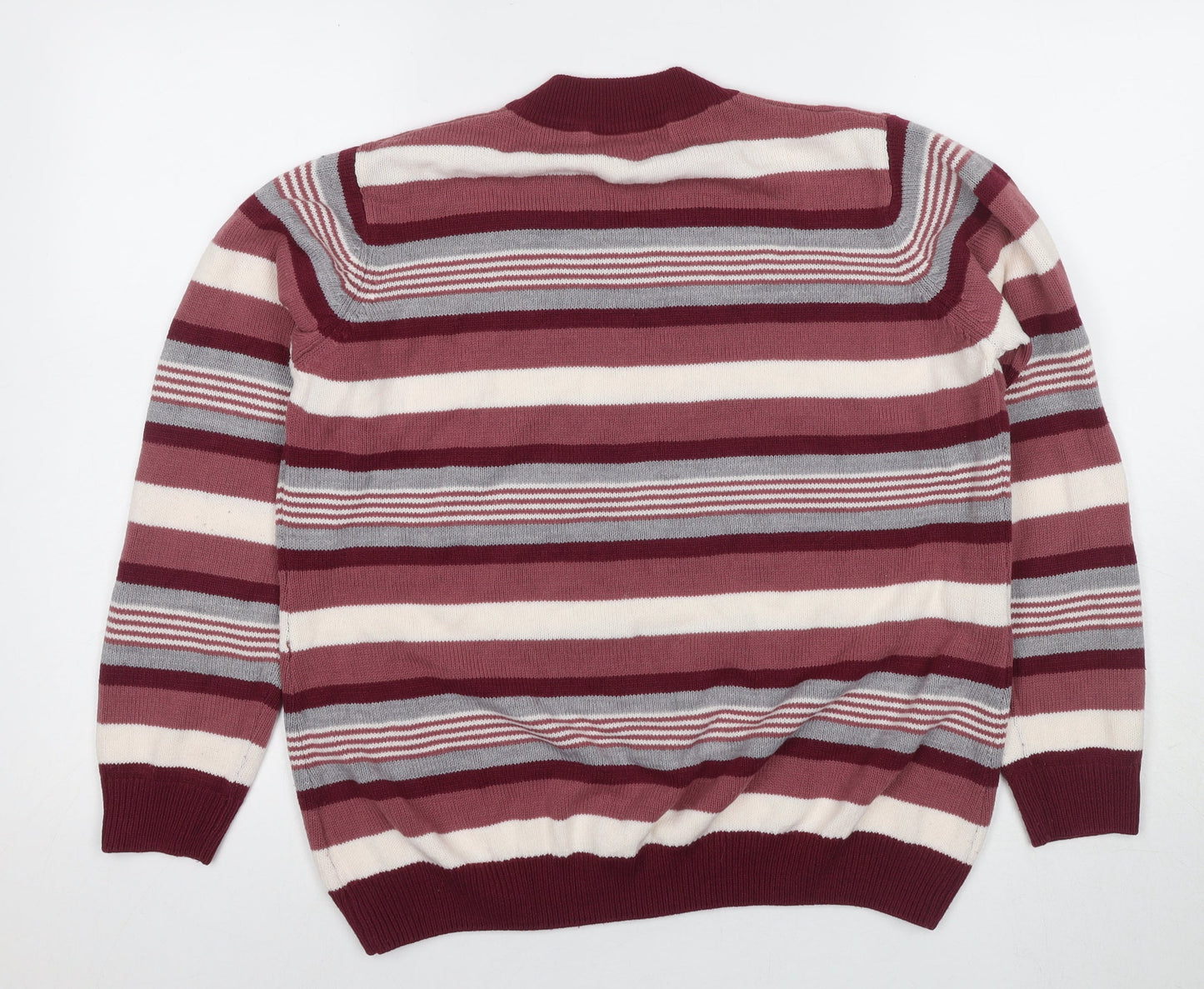 Isle Essentials Women's Red Striped Jumper Size 18 V-Neck