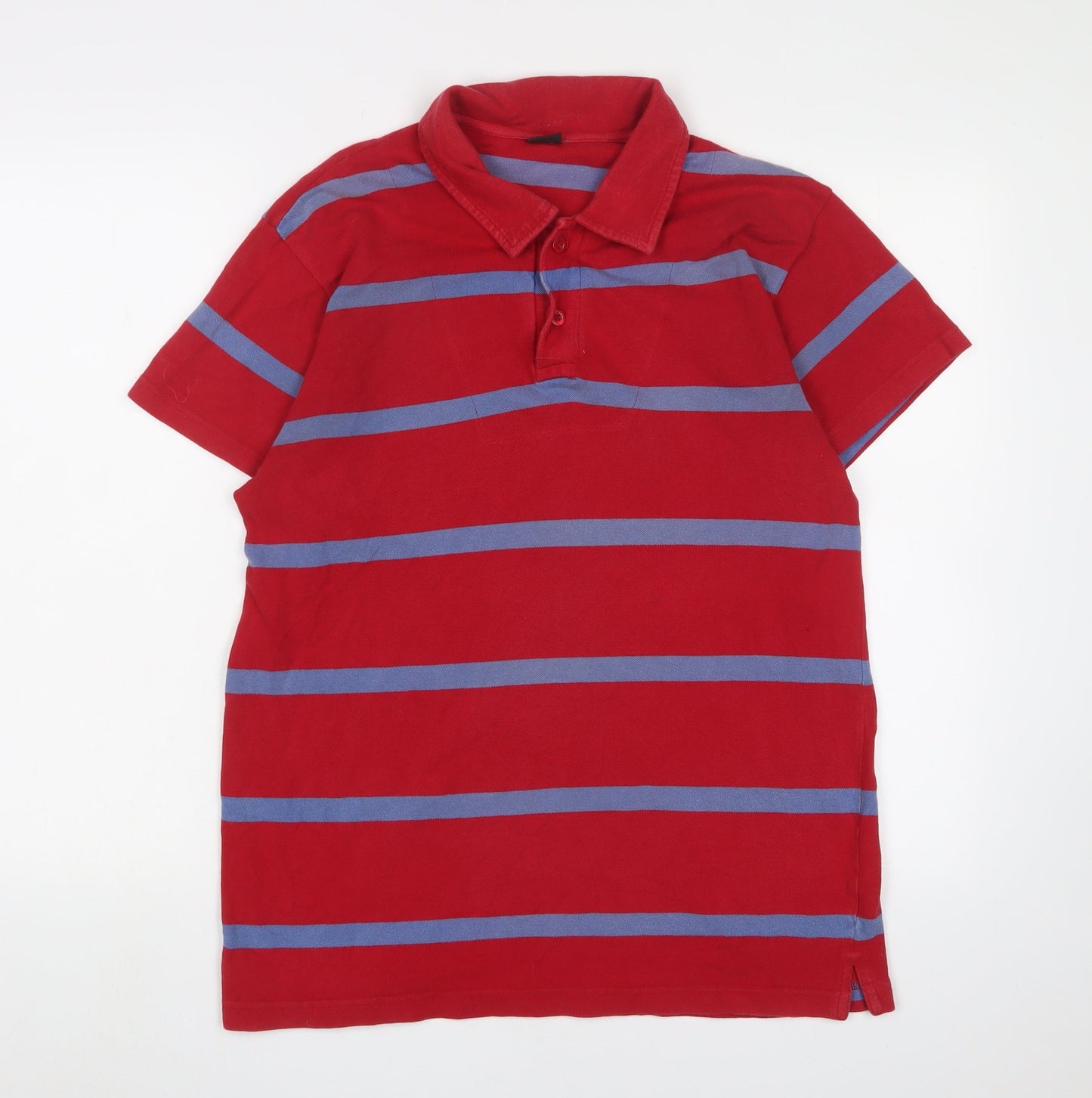 Ethel Austin Men's Red Striped Polo - Medium, Cotton
