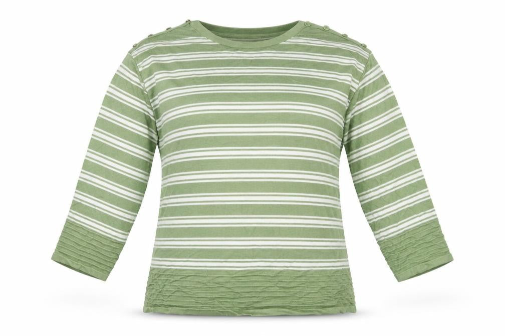 Isle Collection Women's Green Striped Pullover - M