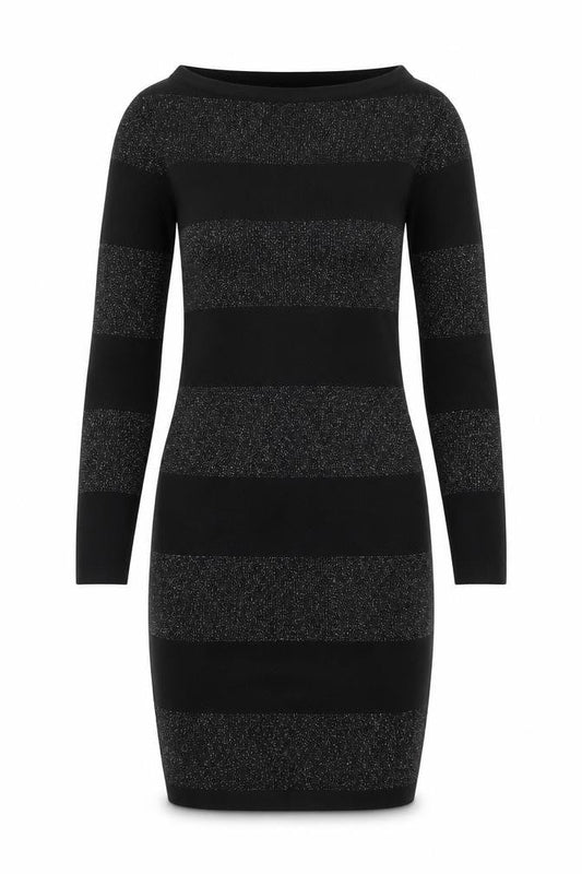 Oasis Women's Black Striped Bodycon Dress M