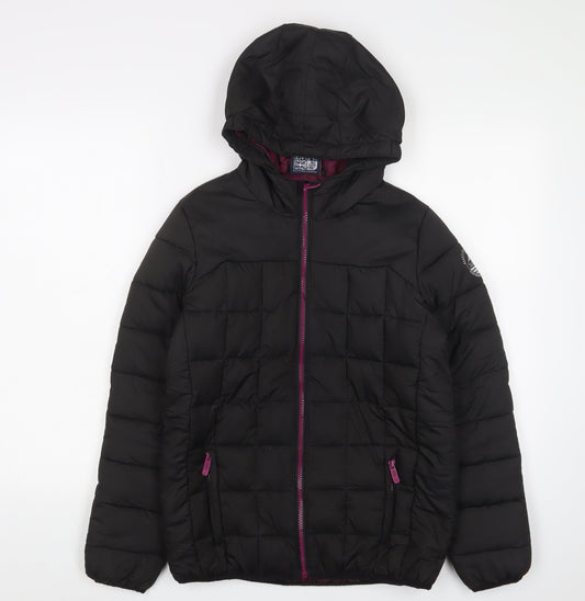 Surfanic Girls Black Puffer Jacket, Size 14, Hooded