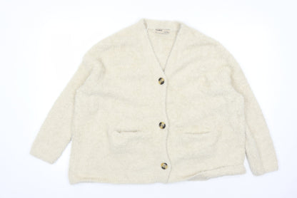 Pull&Bear Women's Beige V-Neck Cardigan Size S